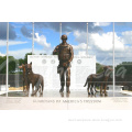 garden monument decoration metal sculpture bronze outdoor military statues with dog
